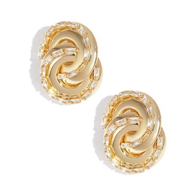 Paar Ohrstecker ADELIA´S "LIVAYA", Damen, Gr. Damen, goldfarben, Ohrringe, Modisch mit ineinander verschlungenen Formen und Zirkondetails
