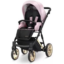 Kunert, Kinderwagen, IVENTO Glam 2in1 Öko-Leder Kinderwagen in Metallic Pink mit Goldrahmen