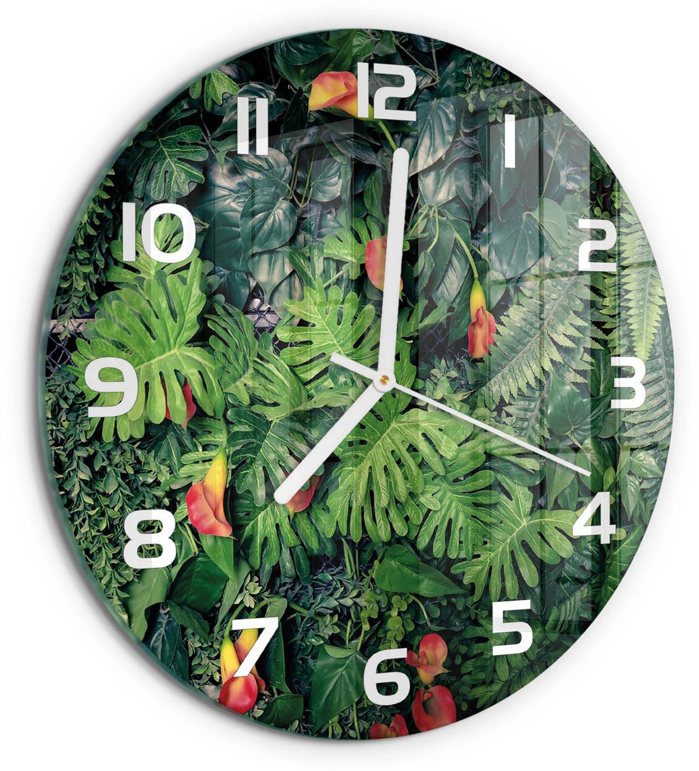 Tulup Wandklok met Exotische Jungle Decoratie - Rond Glazen Design - Diameter: 30 cm
