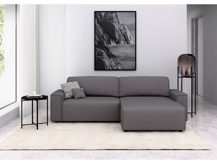 Home affaire Ecksofa Chance, Recamiere beidseitig montierbar, Schlaffunktion, Breite 265 cm, in Struktur LUMOS, mit Schlaffunktion und Bettkasten