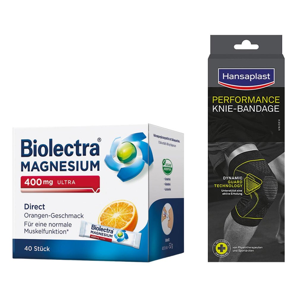Biolectra Magnesium 400mg & Hansaplast Sport Knie-bandage L/xl 08108756