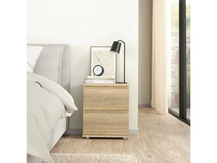Dmora - Nachttisch Henrietta, Niedrige Kommode, Tisch, Multifunktionaler Nachttisch, 40x34 h48 cm, Eiche