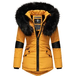 NAVAHOO Damen Winterjacke edle Steppjacke mit Schwarzem Kunstpelzkragen Nirvana