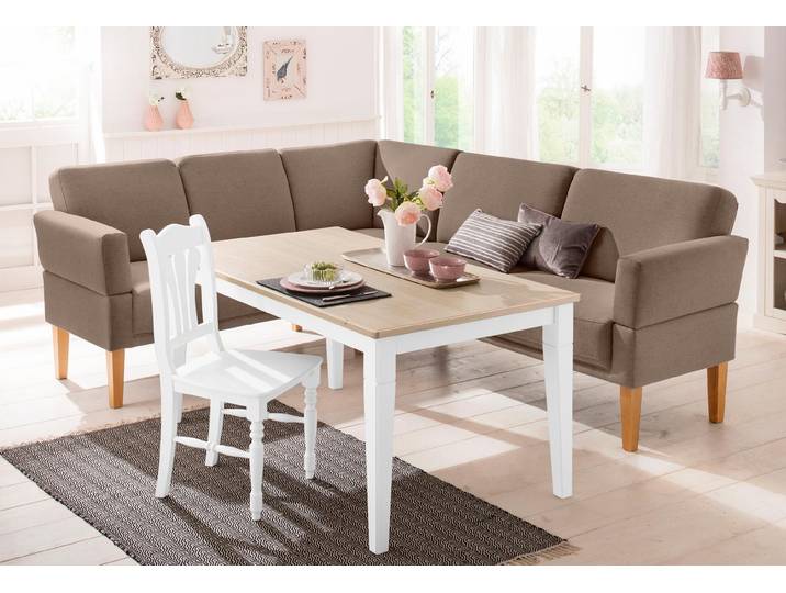 Eckbank GOODPRODUCT Fehmarn , beige (dunkelbeige), B:255cm H:98cm T:210cm, Strukturstoff (Zusammensetzung: 100% Polyester), Sitzbänke, Eckbank, wahlweise langer Schenkel links oder rechts