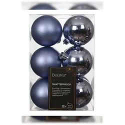 Christmas Decorations 12 Weihnachtskugeln Kunststoff 6cm Christbaumkugeln - Weihnachtsbaumkugeln Christbaumschmuck Weihnachtsbaumschmuck bruchsicher Dämmerungsblau