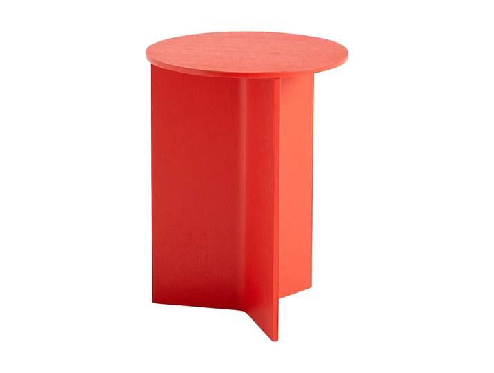 HAY Table d appoint Slit high Ø35 cm Candy red lacquered oak'