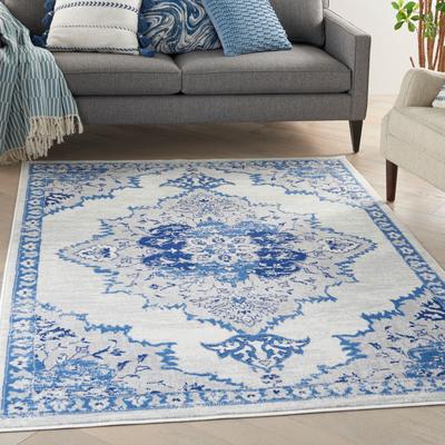 Nourison Whimsicle Persian Medallion Ivory Blue Area Rug