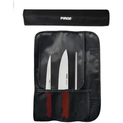 Pirge Duo Profi Messerset mit Tasche 4 Stück - Rutschfester Griff - Profi Kochmesser Set - Edelstahl Profi Küchenmesser Set - Messer Set Scharf