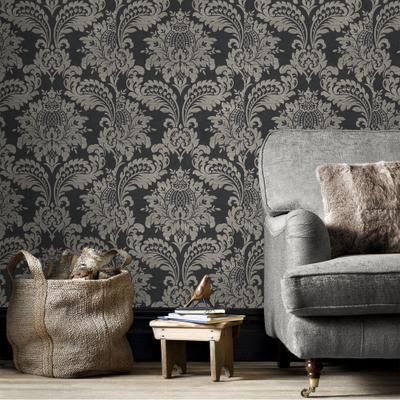 Vliestapete SUBLIME "DAMASK", schwarz, B:0,52m L:10m, Vlies, Tapeten, Design Tapeten