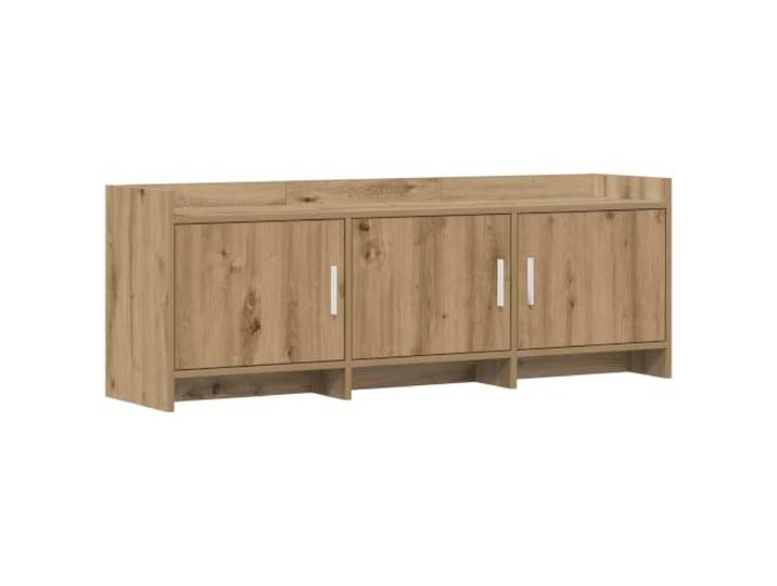 Foknhdi TV-Schrank 130x33x47 cm Lowboard Artisan-Eiche Vielseitiges TV-Board mit 3 Türen und Metallgriffen. Ideal für Wohnzimmer und Schlafzimmer zur Ordnung von Mediengeräten.
