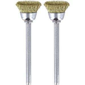 Dremel Drahtbürste 26150428JA, Topfbürste Ø 13mm, für Bohrmaschine, Rundschaft, mit Borsten aus Messing, 2 Stück