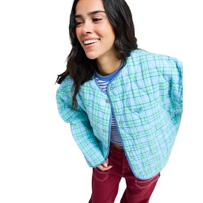 Outdoorjacke ROXY "Seaside Resort", Damen, Gr. M, blau (airy blau as if plaid), Obermaterial: 100% Viskose., Jacken Outdoorjacke