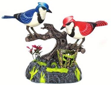 Inspired Finds Vivid 2D Acrylic Bird Ornament Colorful Desktop Decor For Home And Office blue Jay & Cardinal Pair