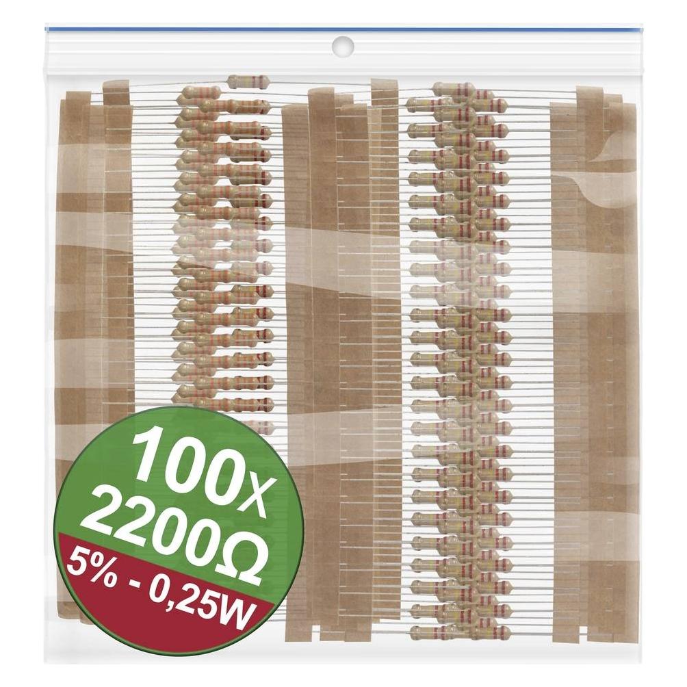 Quadrios 22P071 Kohleschicht-Widerstand Sortiment 2.2 kΩ axial bedrahtet 0.25 W (22P071)