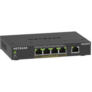 Netgear Switch SOHO Gigabit, GS305P-300EUS, unmanaged, 5-Port, 1 Gbit/s, 4x PoE+