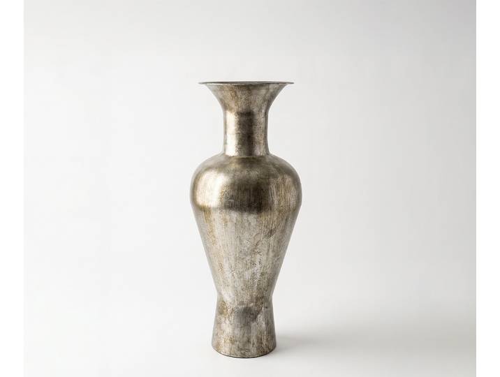 Vase Medora B25 x T25 x H60 cm Metall Platin Aurum Handgemacht, Wohnaccessoires