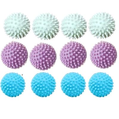12er-Pack wiederverwendbare magische Wäschebälle, Alternative zum Weichspüler, langlebige Wäschebälle gegen Verknoten und Schmutzentfernung, weiß/blau/lila, verbesserter Wasserwirbel für sanfte