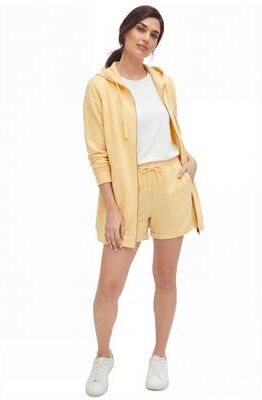 Plus Size Women's Ellos Studio French Terry Elastic Waist Drawstring Shorts by Ellos Studio in Dusty Maize (Size 14/16)