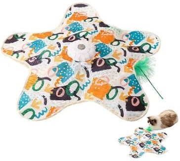 Inspired Living WhiskerSpin Interactive Cat Toy Automatic Feather Chase & Chirping Cat Enrichment Game a