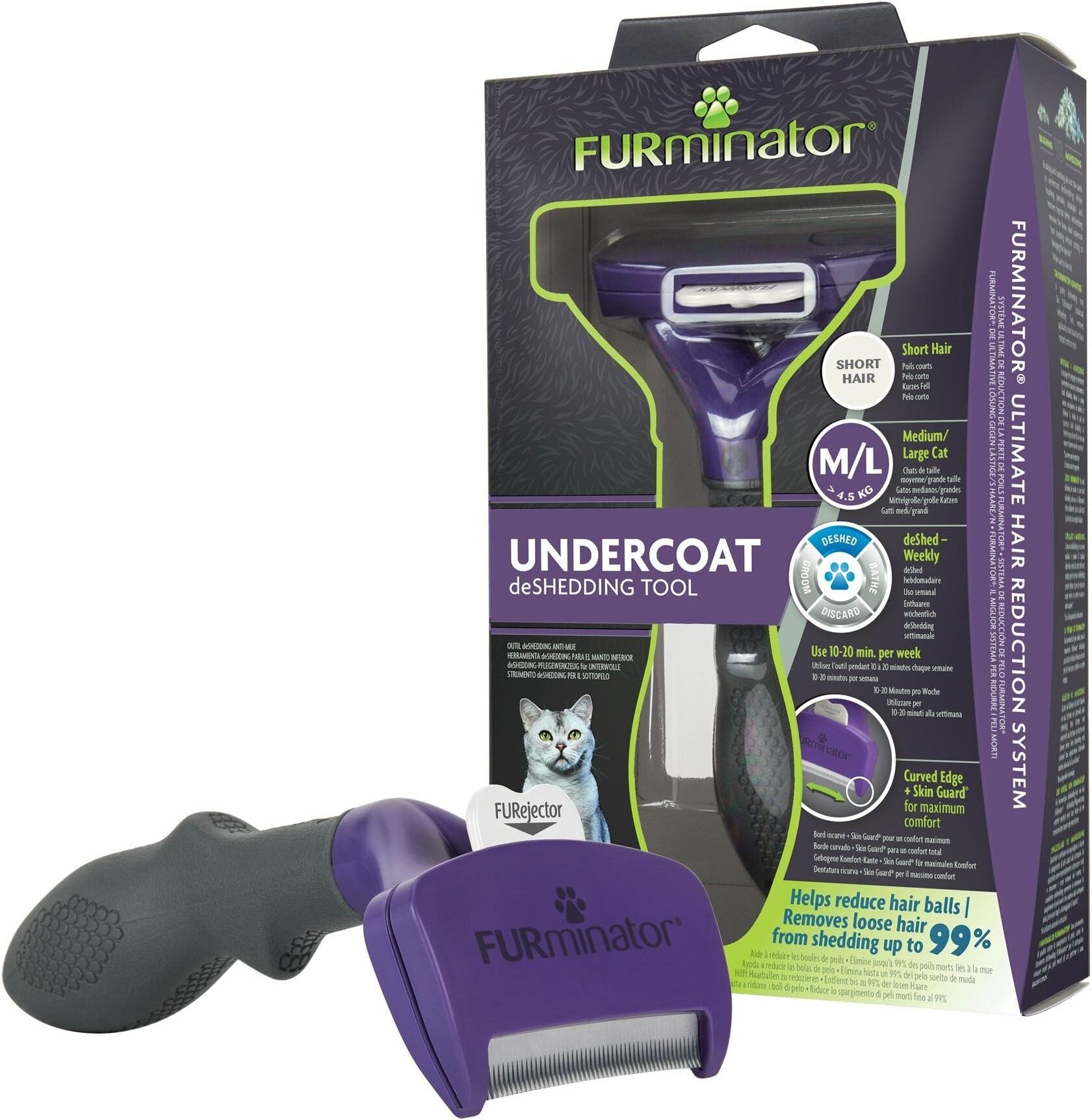 Fellkamm FURMINATOR "Katze deShedding L Kurzhaar 6,7 cm", lila (bunt), B:6,7cm, Fellkämme, Fellkamm bunt Einheitsgröße
