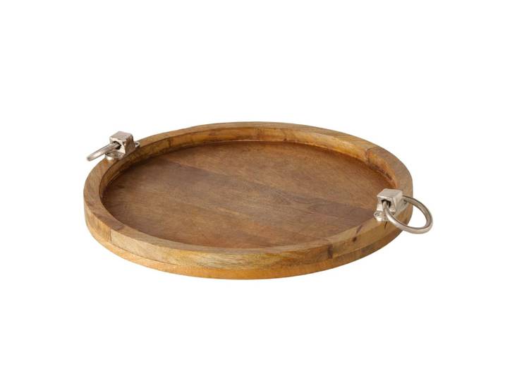 Plateau présentation rond en bois de manguier 45x45x7cm