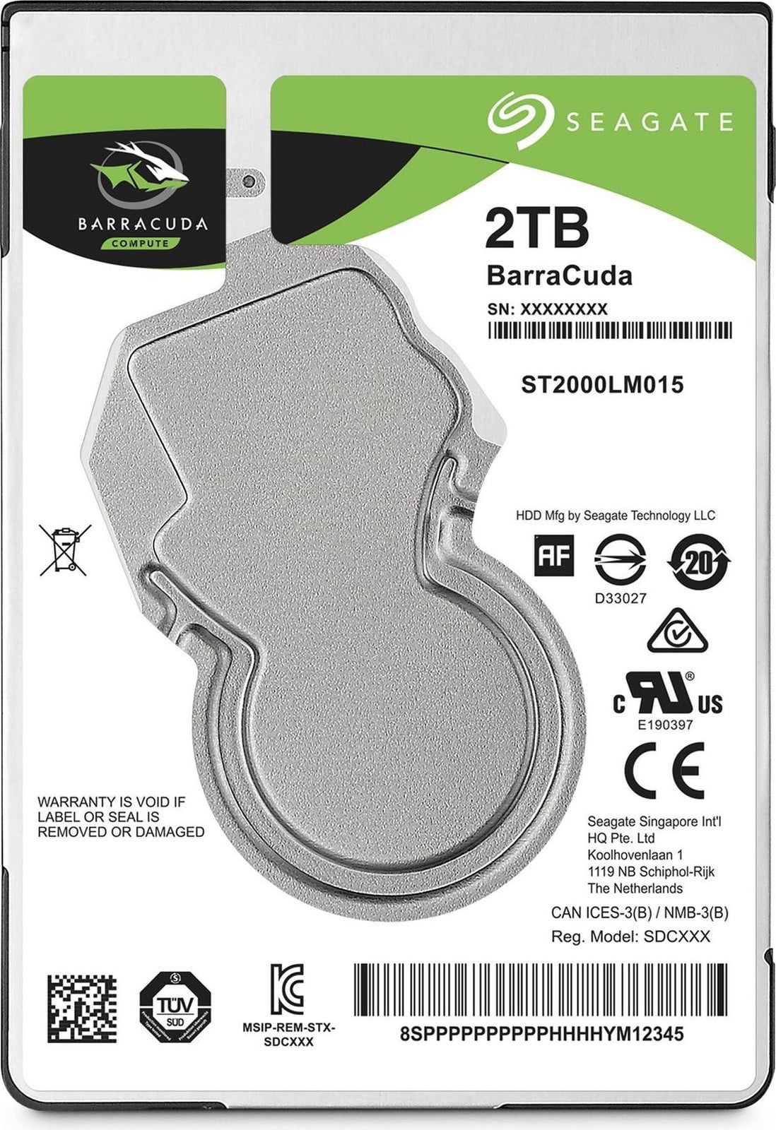 Seagate Barracuda 2.5 inch Externe Harde Schijf, 2 TB, 5400 rpm, 128 MB, SATA III