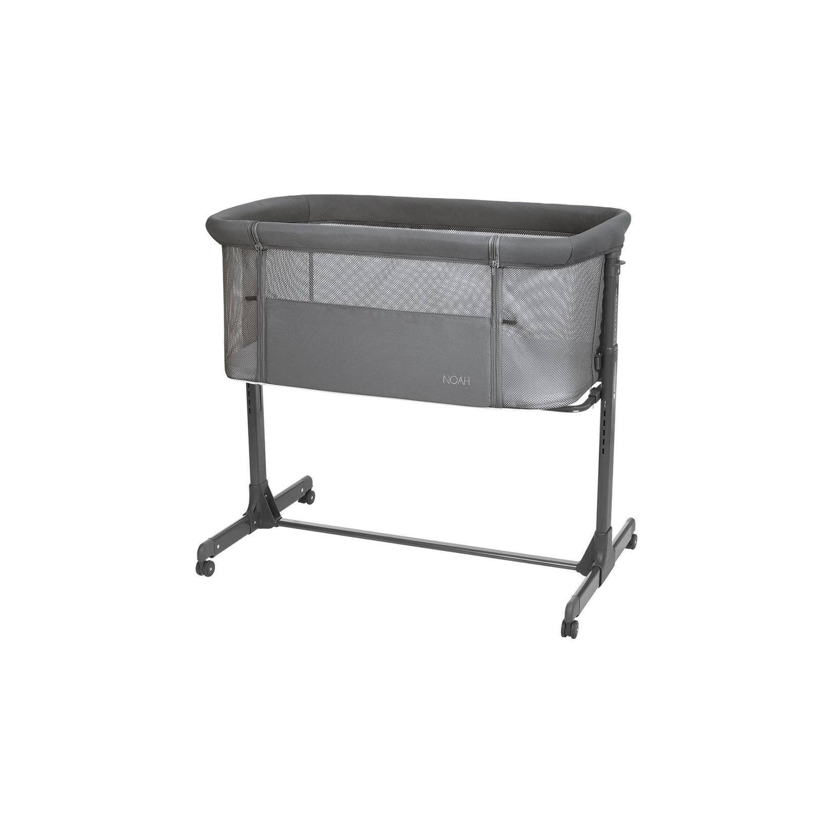 Kikkaboo Beistellbett Noah verstellbar Räder Anti Reflux eine Seite zum Öffnen grau
