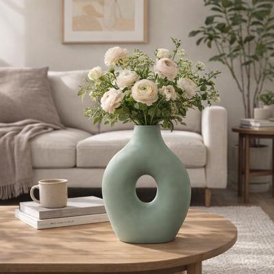 Sagebrook Home Decorative Terracotta Open Cut Out Table Vase for Home Decor