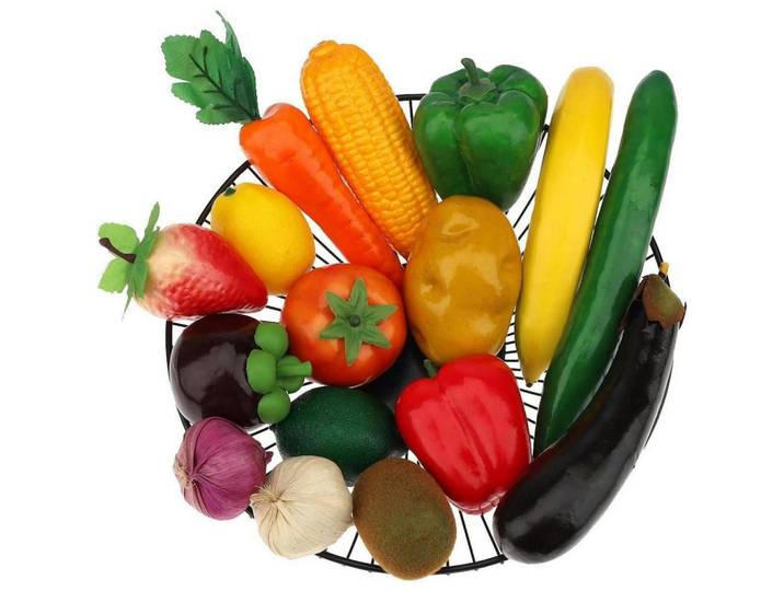 Künstliches Obst und Gemüse 16-teiliges Set, Mehrfarbig, Kunststoff, 13.4 cm, Dekoration, Blumen & Blumentöpfe, Kunstpflanzen