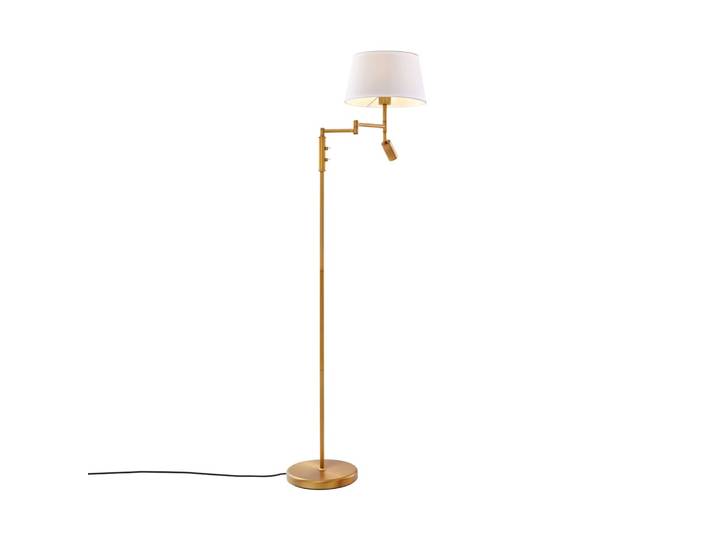 Lampadaire bronze avec abat-jour blanc et liseuse orientable