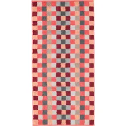 Unique Handtuch 70 x 140 cm Schachbrett korallenrot