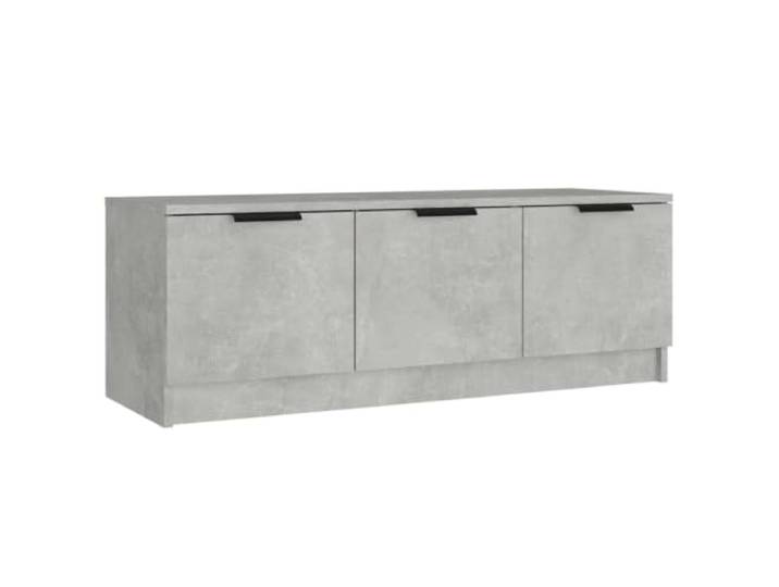 KGFHERENB TV-Schrank Betongrau 102x35x36,5 cm Holzwerkstoff Lowboard Kompakte TV-Bank fürs Wohnzimmer mit geschlossenen Fächern gegen Staub und flexibel montierbarer Tür für Mediengeräte.