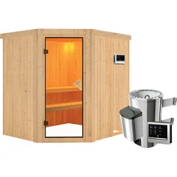 Karibu Sauna Lilja-3,6kW230VOfen-Steuergerät-Ohne Dachkranz