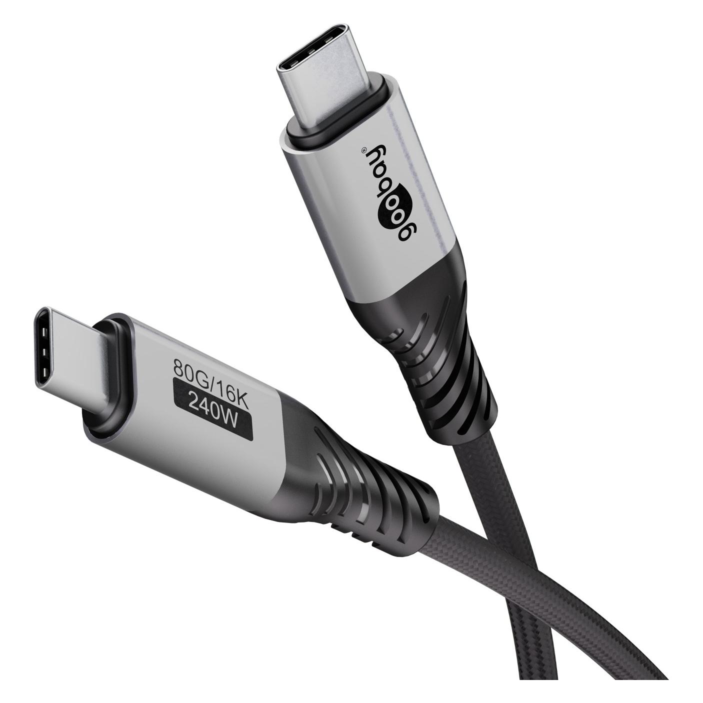 Goobay USB-C-Kabel, USB4 Version 2.0, 1 m, schwarzgrau (1 m, 240 W) (74775)