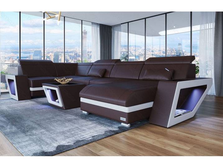 Mini Sofa Catania Eleganz U-Form aus Leder