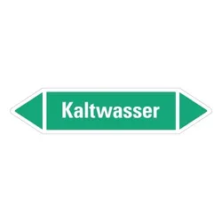 Aufkleber I RKZ-Etikett Kaltwasser, grün/weiß, ab Ø 90mm, 440x100mm, 2/Bogen