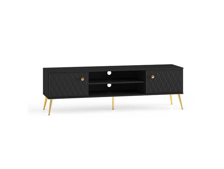 Petits-meubles Tv-Möbel Manoé Schwarz, 160x49x40 cm, Wohnzimmer, TV Möbel, TV-Ständer