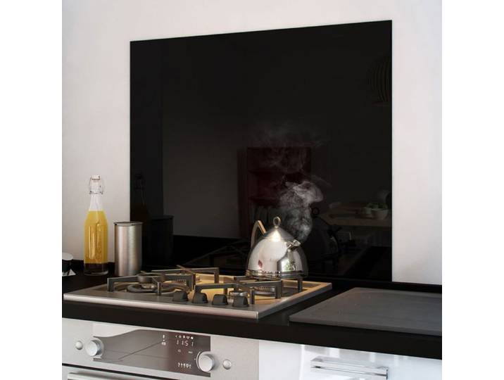Crédence cuisine fond de hotte verre brillant - Noir l 60 x H 70 cm
