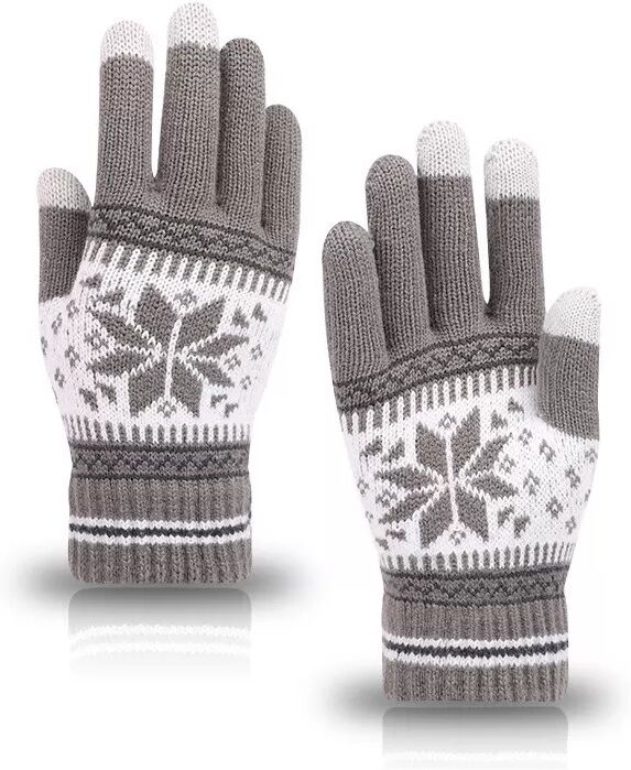 INF Gants Tricotés - Fleur Octogonale Gris