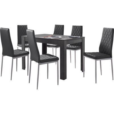Essgruppe OTTO HOME "Brooklynn", grau (schieferfarben, schwarz), B:120cm, Sitzmöbel-Sets, Essgruppe, 4 Stühle mit einem pflegeleichten Kunstleder Bezug, 1 Tisch