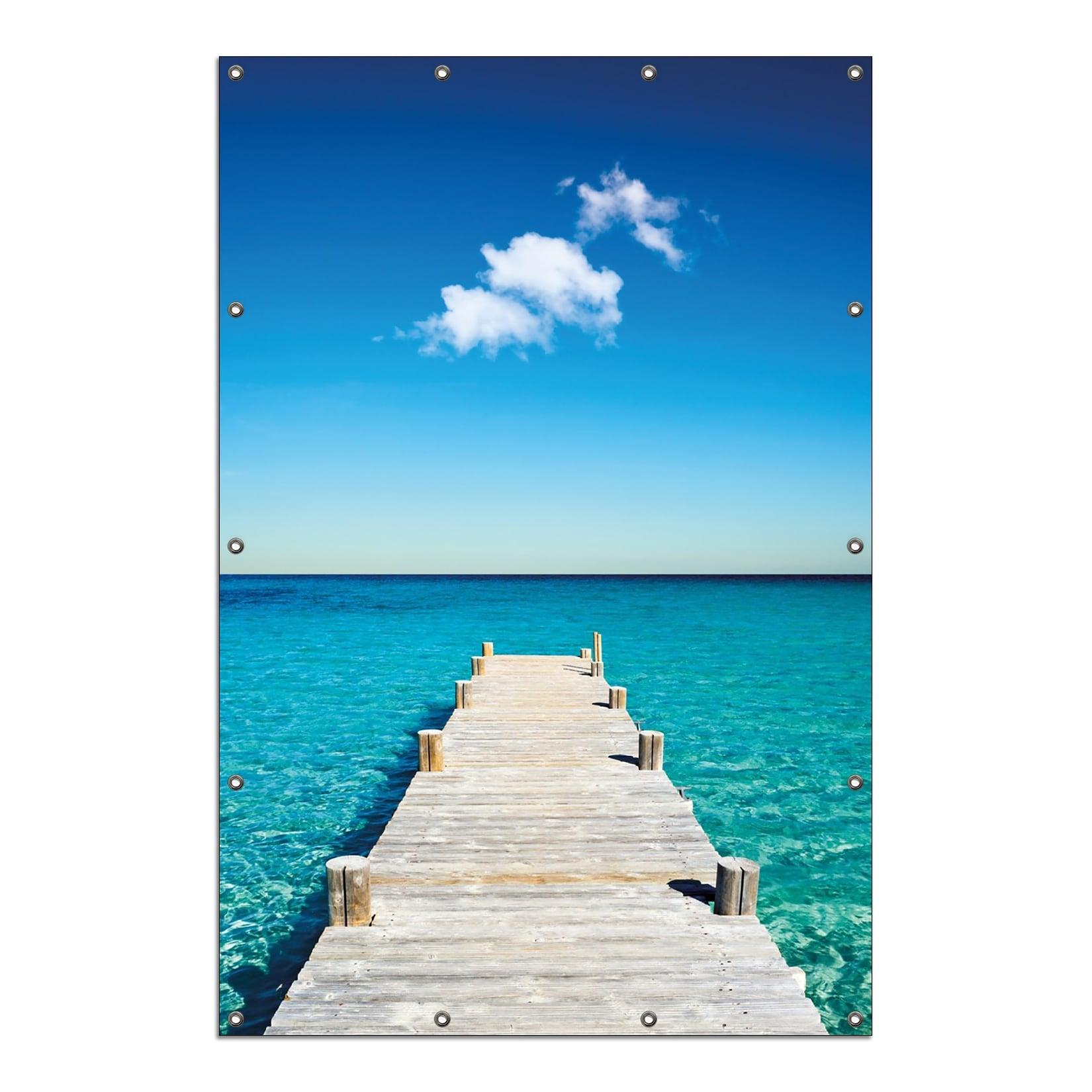 Wallario Gartenposter ca. 80 x 120 cm Steg am tropischen Meer