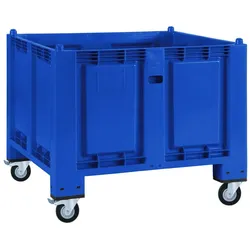 BRB Palettenbox mit 4 Lenkrollen, 2 Bremsen, LxBxH 1200x800x1000 mm, blau, geschl.