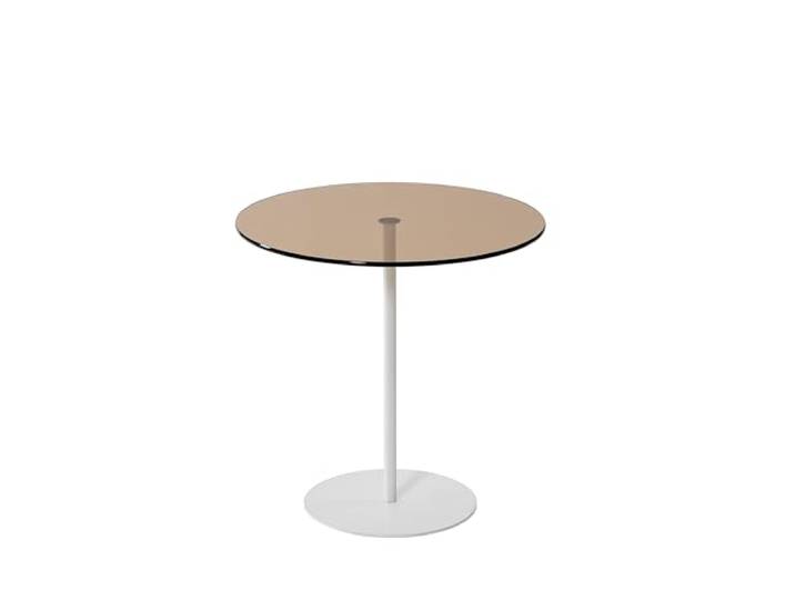 Hanah Home Moderner Beistelltisch, 50 x 50 x 50 cm, Weiß & Bronze, 100% gehärtetes Glas & Metallgestell Stilvoll & funktional für Zuhause & Büro