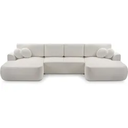 WOHNLANDSCHAFT FILO Beige Boucle-Stoff mit Schlaffunktion