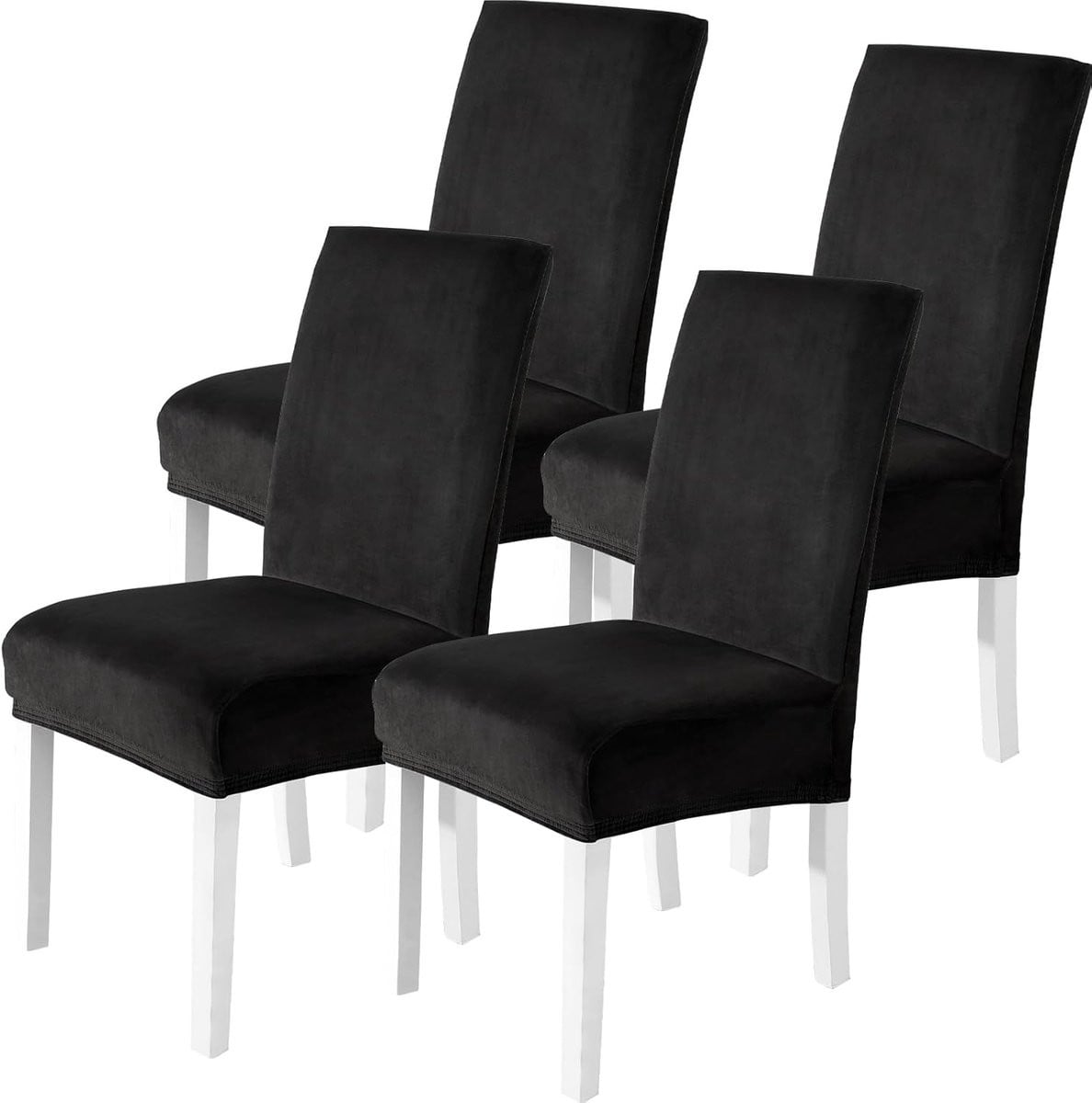 SnelShoppen Velvet Stoelhoezen 4 stuks, Universele Stretch Stoelhoezen, Wasbare en Verwijderbare Eetkamer Stoelhoezen