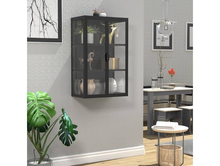 Vitrine suspendue Flokas 95cm Noir/Noir