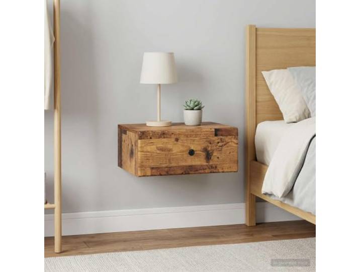 ZXQVLMRS Wandmontierter Nachttisch 2 STK. Holzwerkstoff Nachtkonsole Braun Platzsparend, Mit Schublade & offenem Regal, Wandmontage