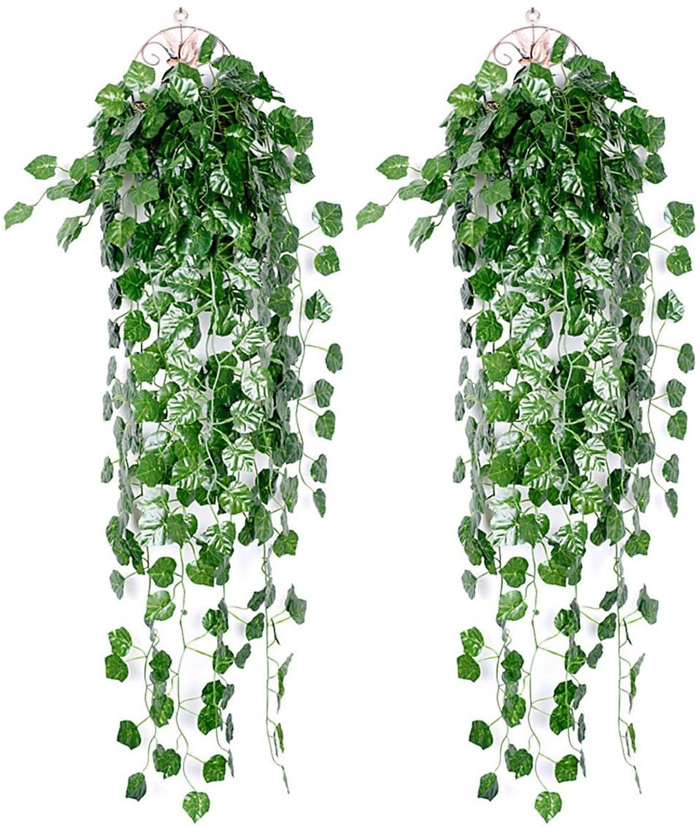 Merkloze Kunstmatige Klimop Sliering, 2 Stuks Groene Hangplant voor Decoratie