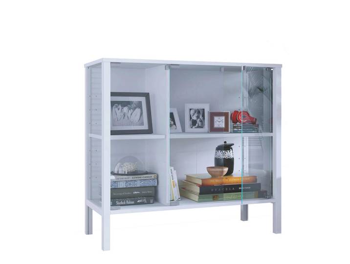 Livetastic Sideboard, Klar, Weiß, Glas, 2 Fächer, 87x80x35 cm, stehend, Wohnzimmer, Kommoden & Sideboards, Sideboards