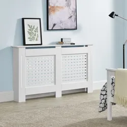 Heizungsabdeckung Charleston 152x19x83 cm mit Ablage Weiß en.casa
